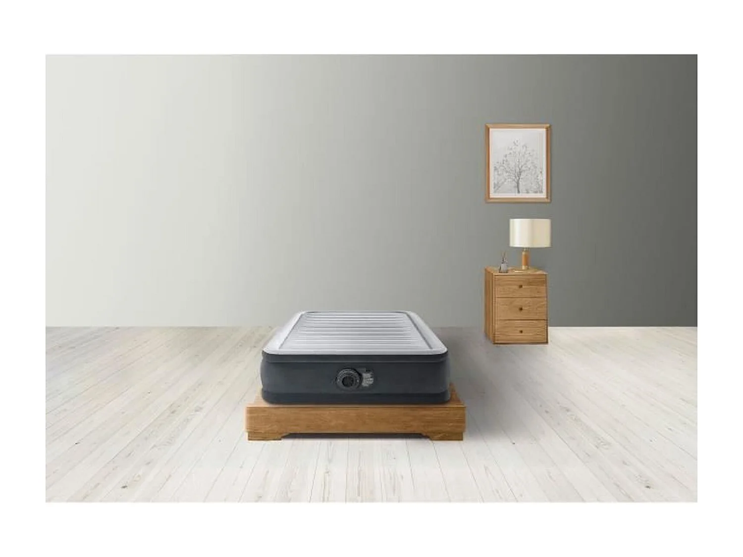 Colchón Inflable Eléctrico Individual Confort 191x99 cm Gris Claro con Tecnología Fiber Tech y Bomba Integrada