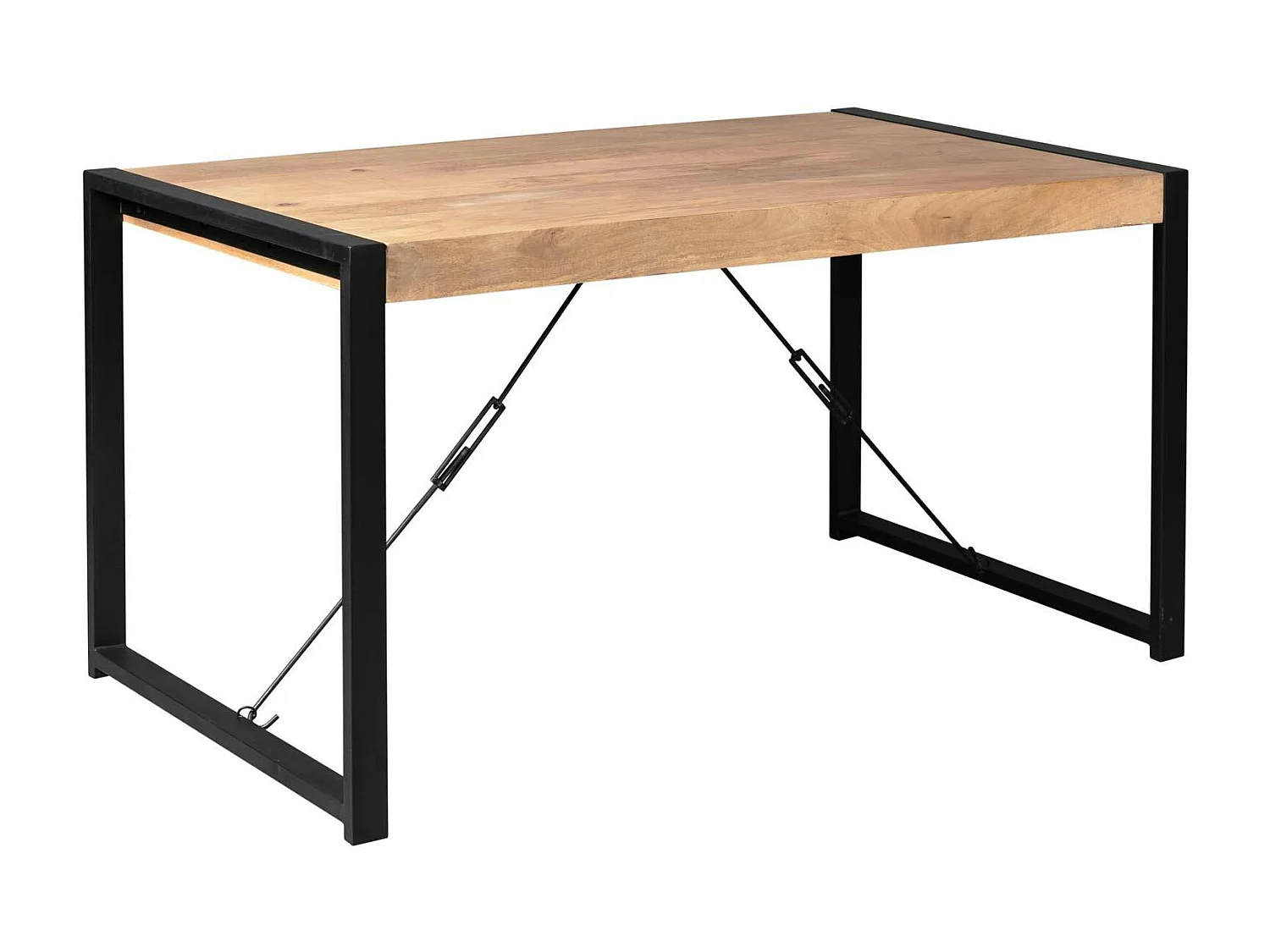 Table à manger bois clair à tendeurs noirs 200 cm MILORA