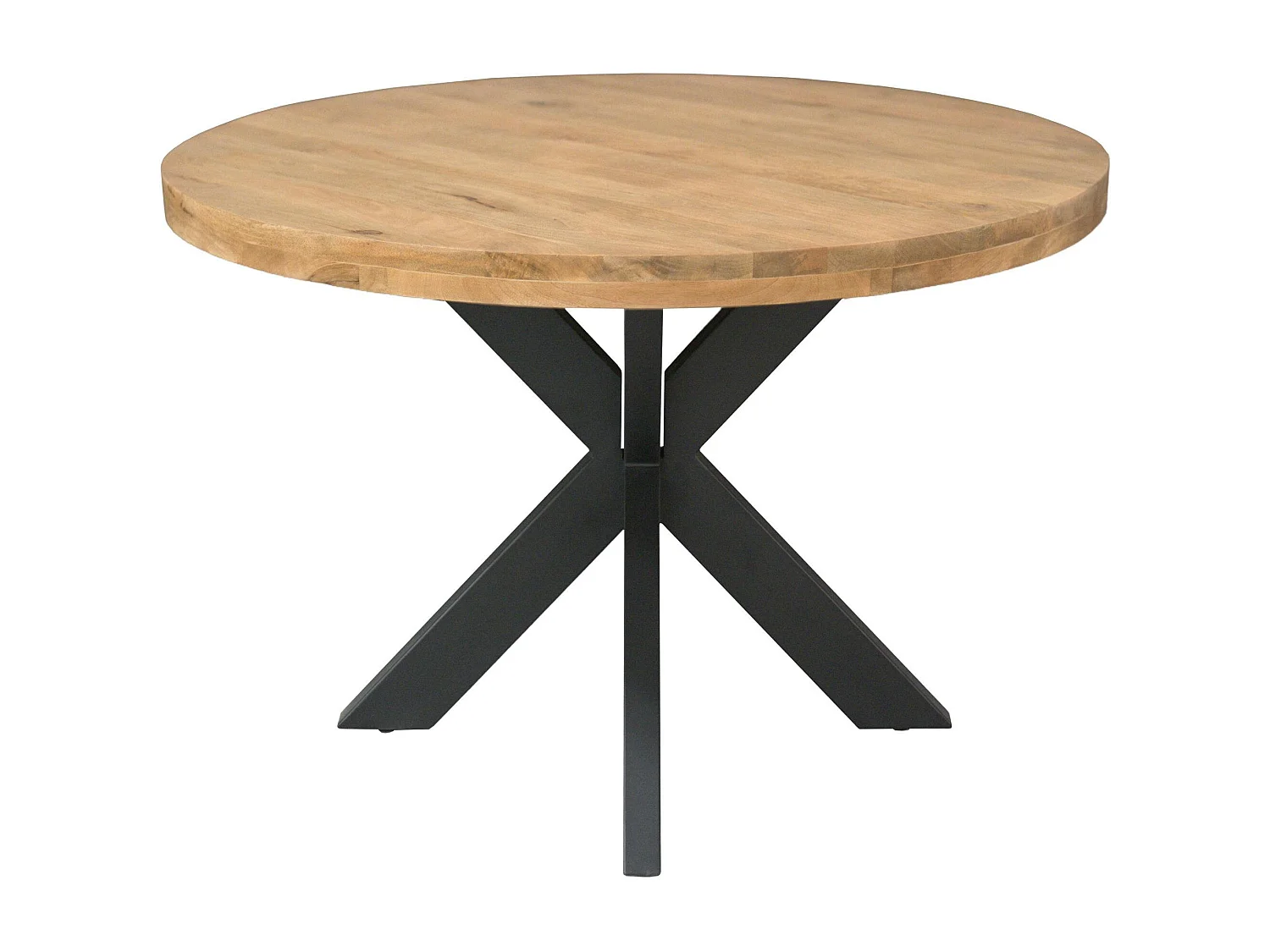 Table ronde bois clair pied croisé métal noir Ø140 cm RIVANO