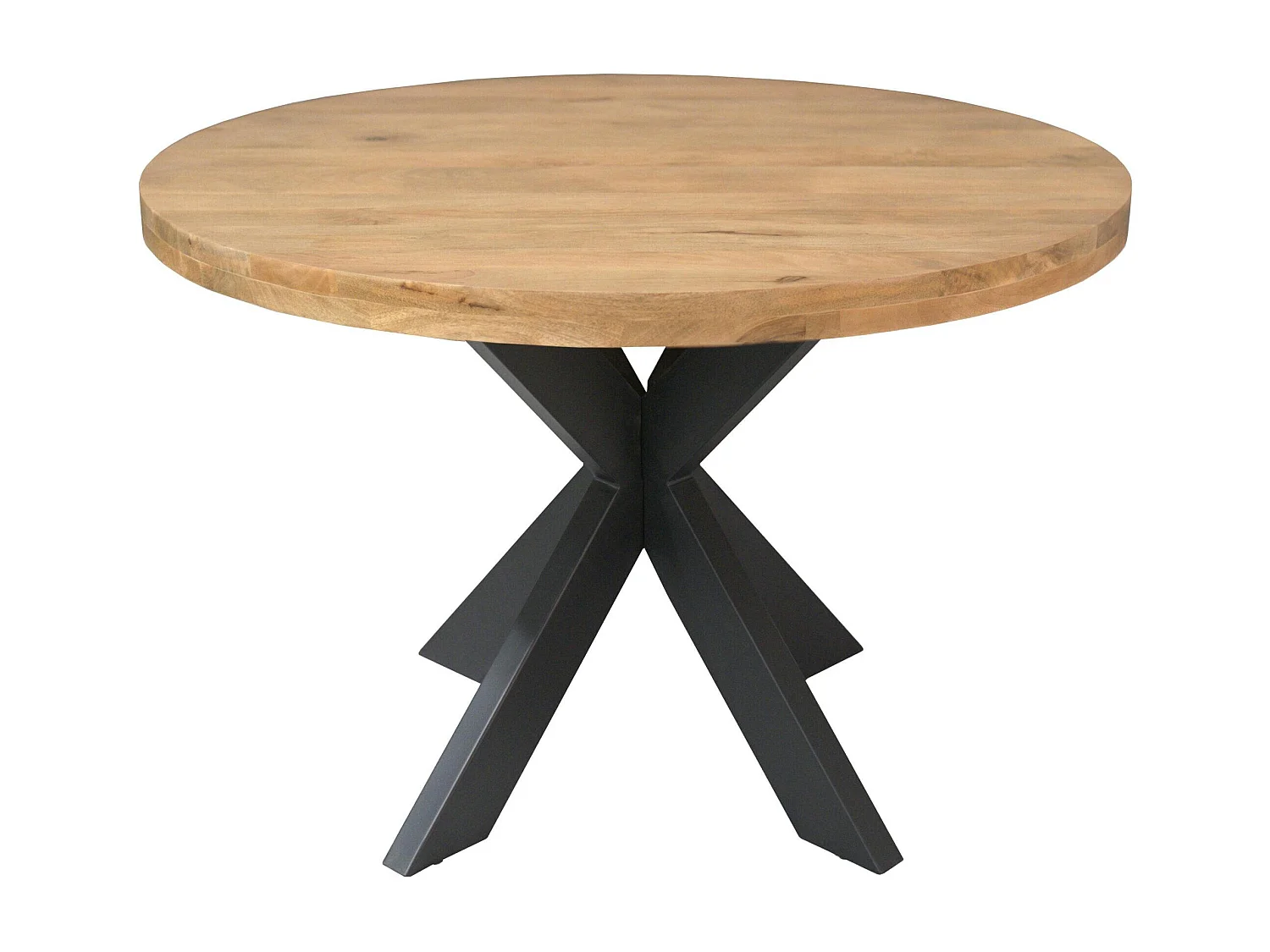 Table ronde bois clair pied croisé métal noir Ø110 cm RIVANO