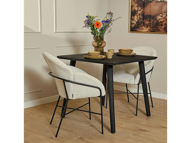 Table de cuisine noire carrée 2 à 4 personnes 90 cm ALMA