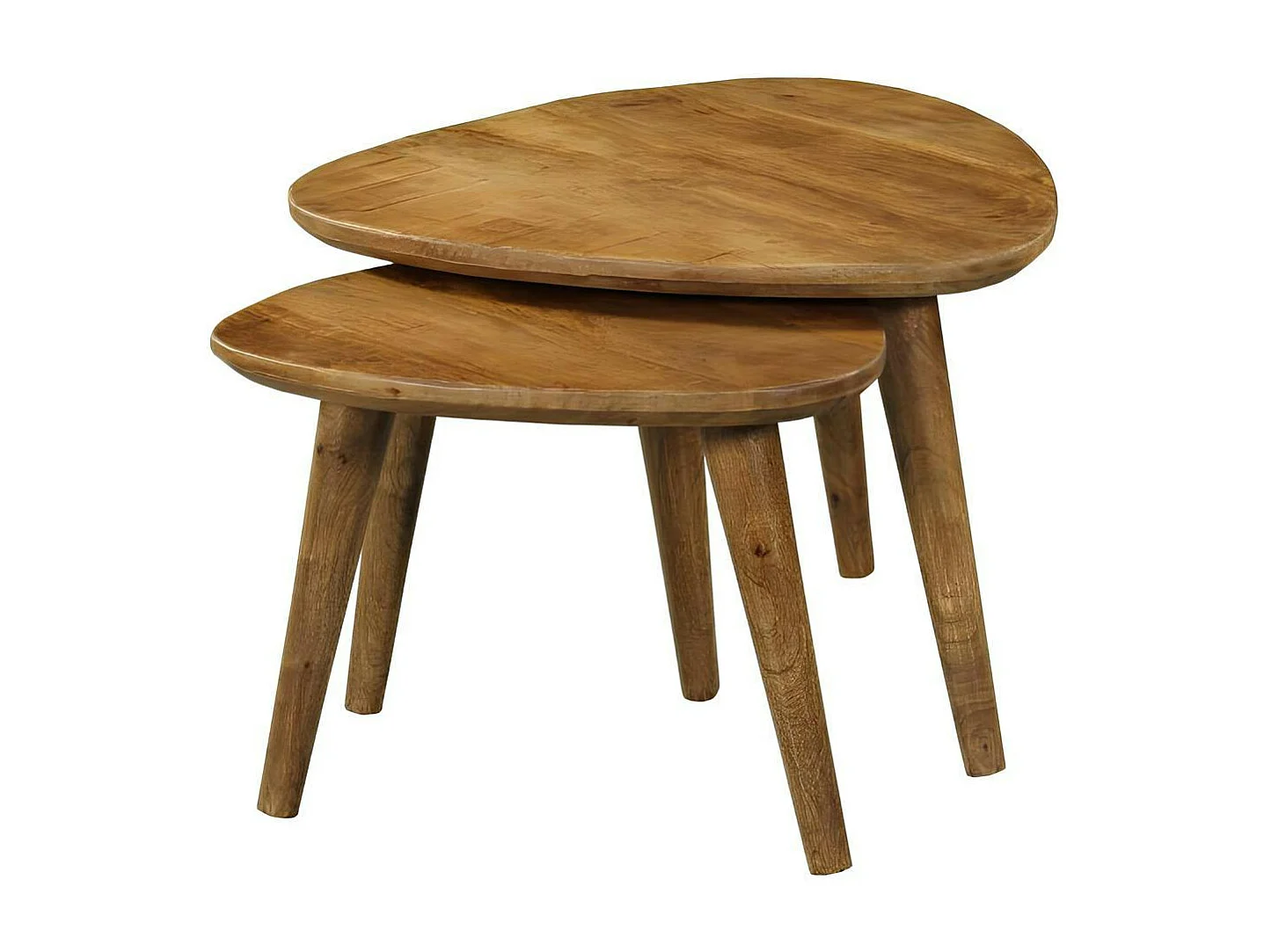 Bout de canapé design triangle en bois de manguier (lot de 2) ALMA