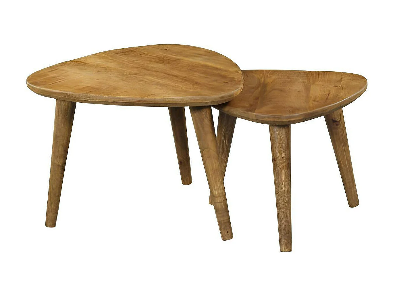 Bout de canapé design triangle en bois de manguier (lot de 2) ALMA