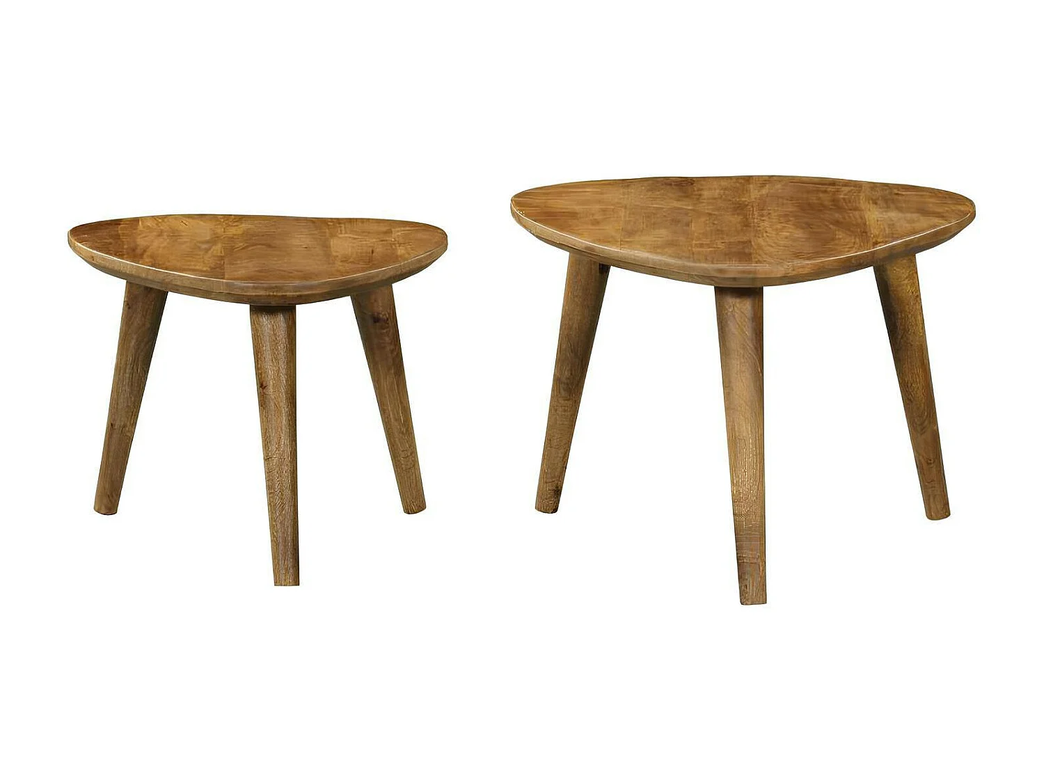 Bout de canapé design triangle en bois de manguier (lot de 2) ALMA