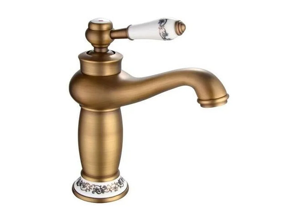 Einloch-Waschtischarmatur MARPLE gebürstetes Altbronze, Messingkörper, Schwanenhals-Auslauf 205 mm, Keramikkartusche Ø35 mm