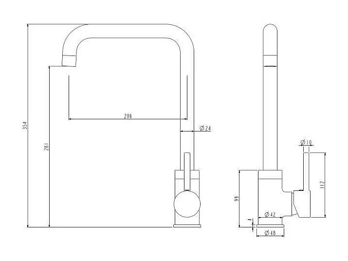 Rubinetto Miscelatore Cucina Kiloo Oro Rosa PVD, Cartuccia Ceramica Ø35 mm, Beccuccio Mobile, Risparmio Idrico