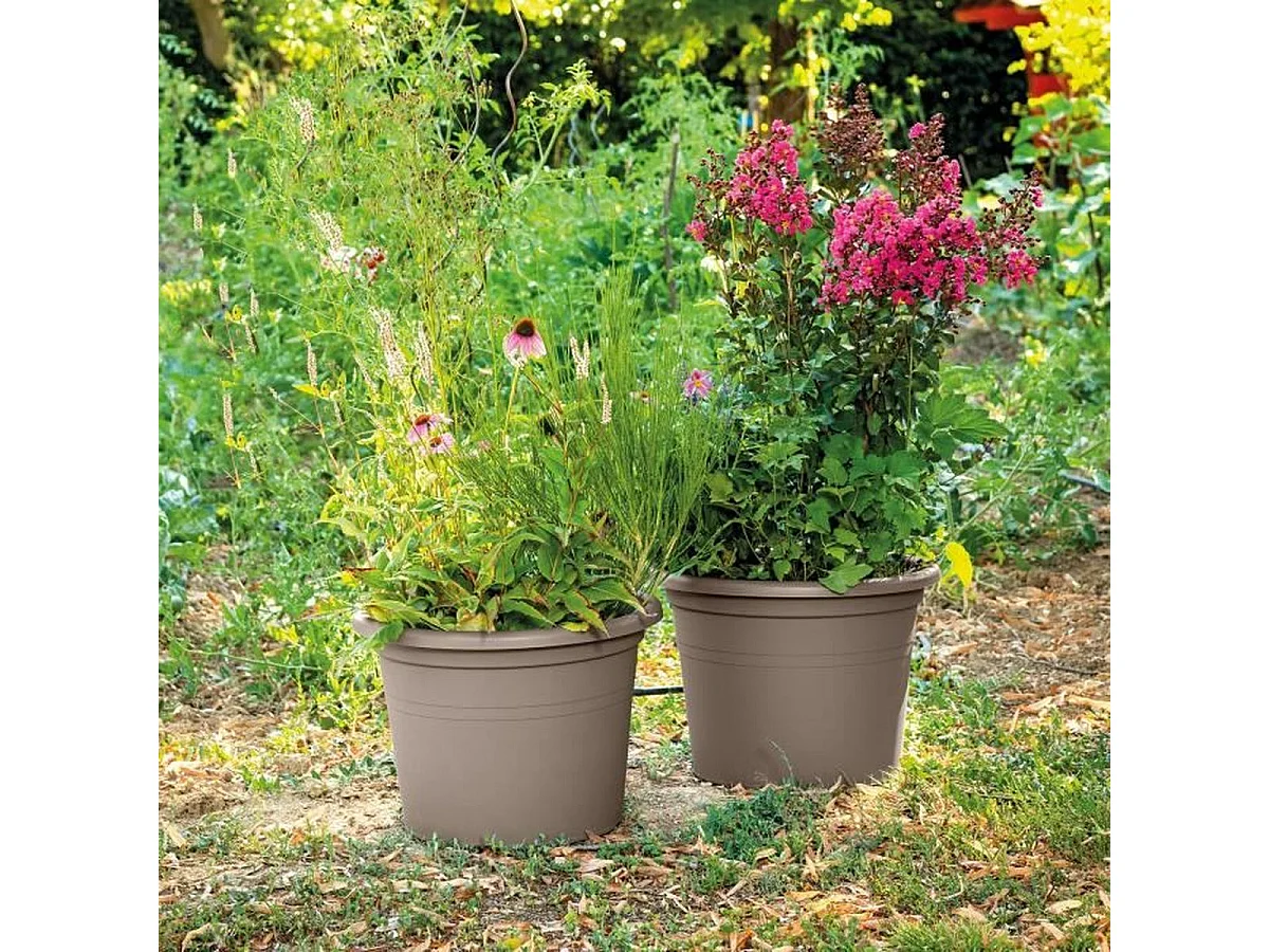 Pot de fleurs rond Day R camel - Coloris taupe - 60cm