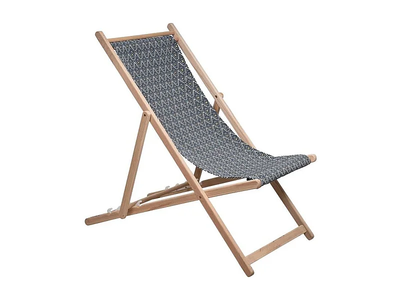 Chilienne Jardin Privé 1 miejsce z drewna bukowego FSC, tkanina żakardowa w romby czarne, białe i złote, 3 pozycje, zdejmowana tkanina odporna na UV