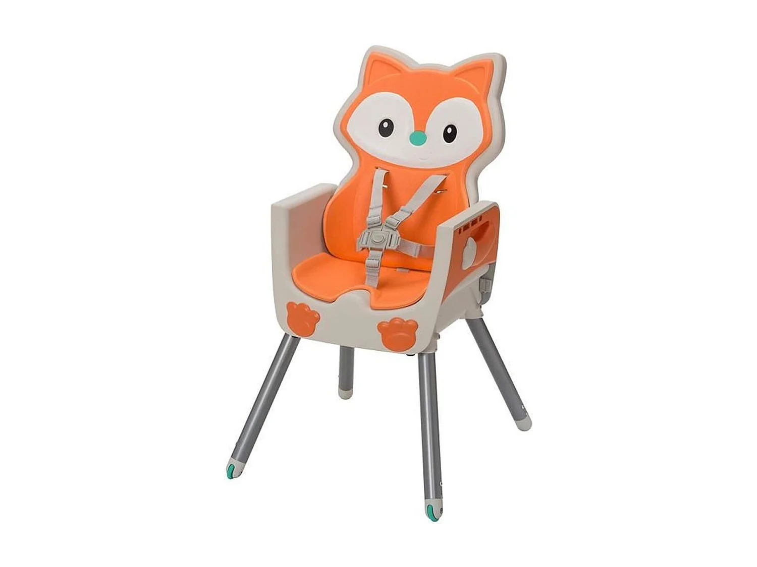 Cadeira alta evolutiva Infantino 4-em-1 design raposa, assento acolchoado, encosto reclinável, elevatório e cadeira infantil