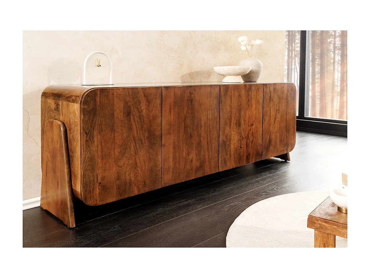 Buffet 175 cm 4 deuren massief hout bruin - Collectie NATURA