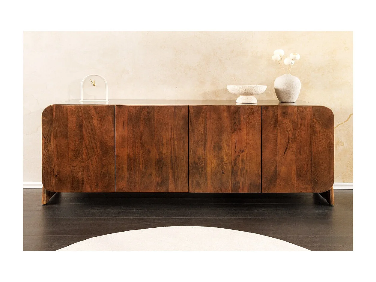 Buffet 175 cm 4 deuren massief hout bruin - Collectie NATURA