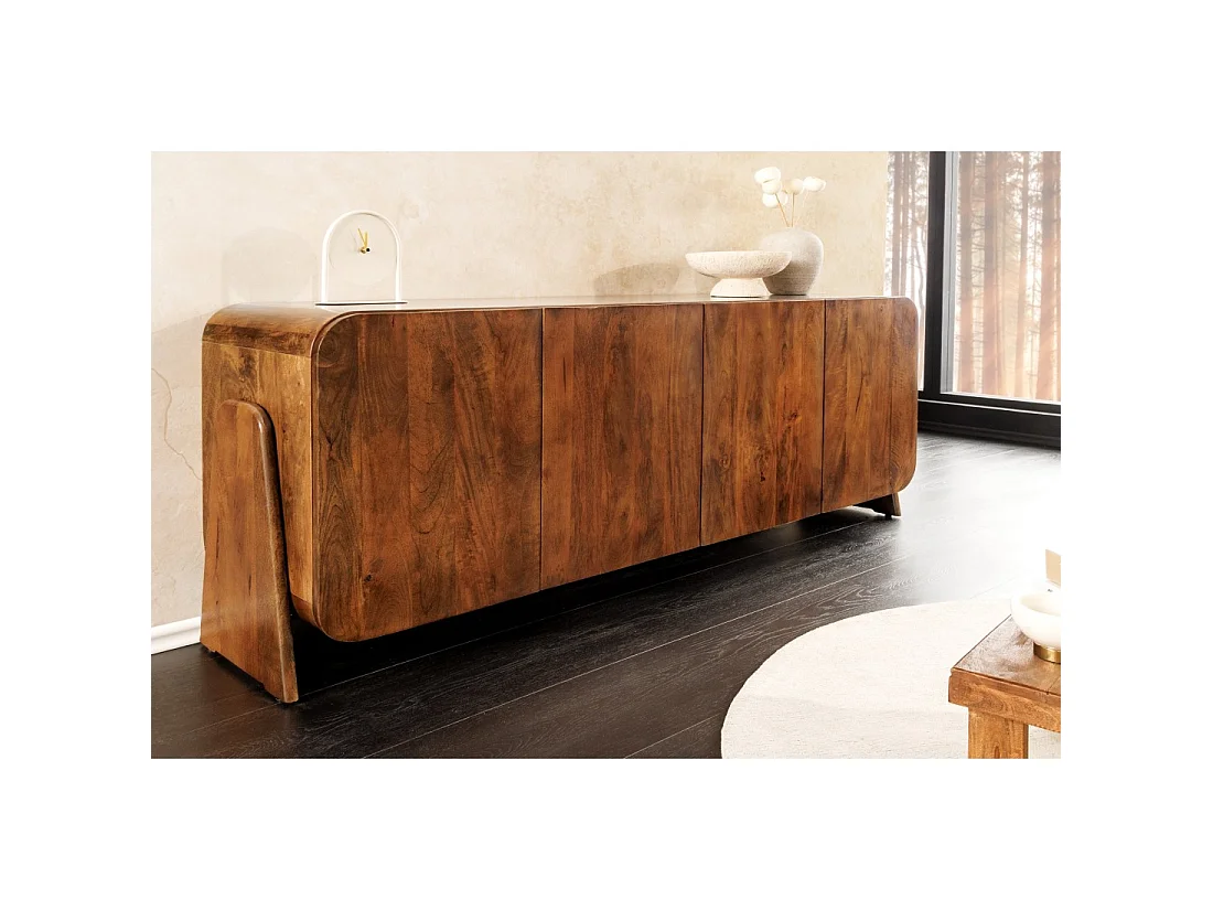 Buffet 175 cm 4 deuren massief hout bruin - Collectie NATURA