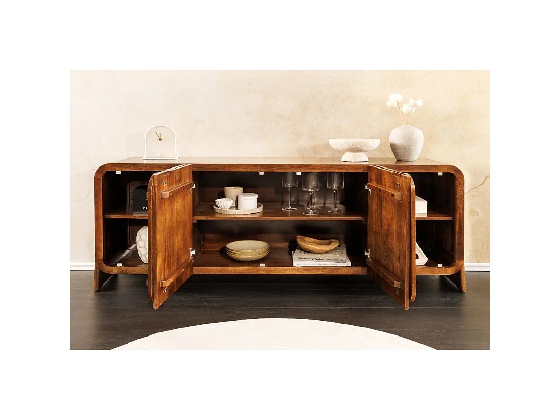 Buffet 175 cm 4 deuren massief hout bruin - Collectie NATURA