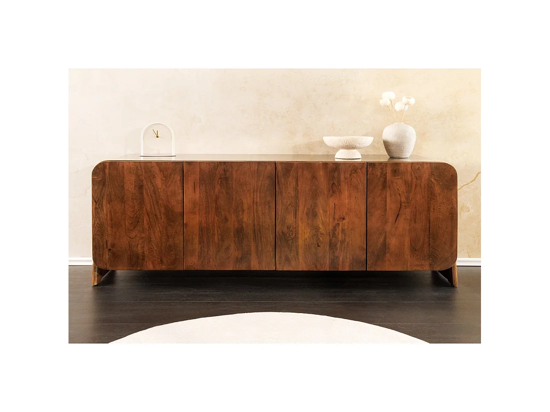 Buffet 175 cm 4 deuren massief hout bruin - Collectie NATURA