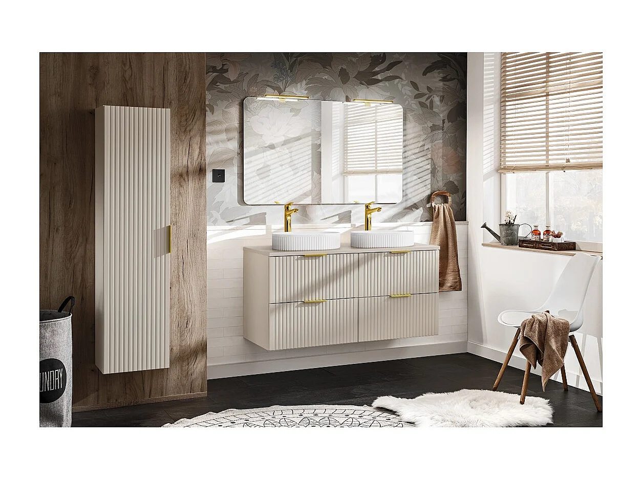 Wastafelblad NOXERA – 120 cm – Mat Beige – Opbouw – Hoogwaardige afwerking in MDF