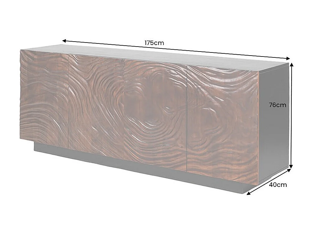 Buffet 175 cm 4 portes bois massif acacia noir et noyer foncé – Collection GAÏA