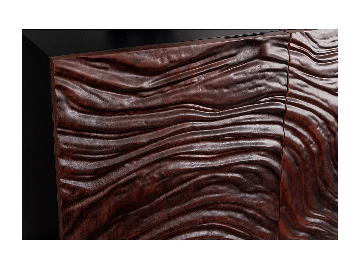 Buffet 175 cm 4 portes bois massif acacia noir et noyer foncé – Collection GAÏA