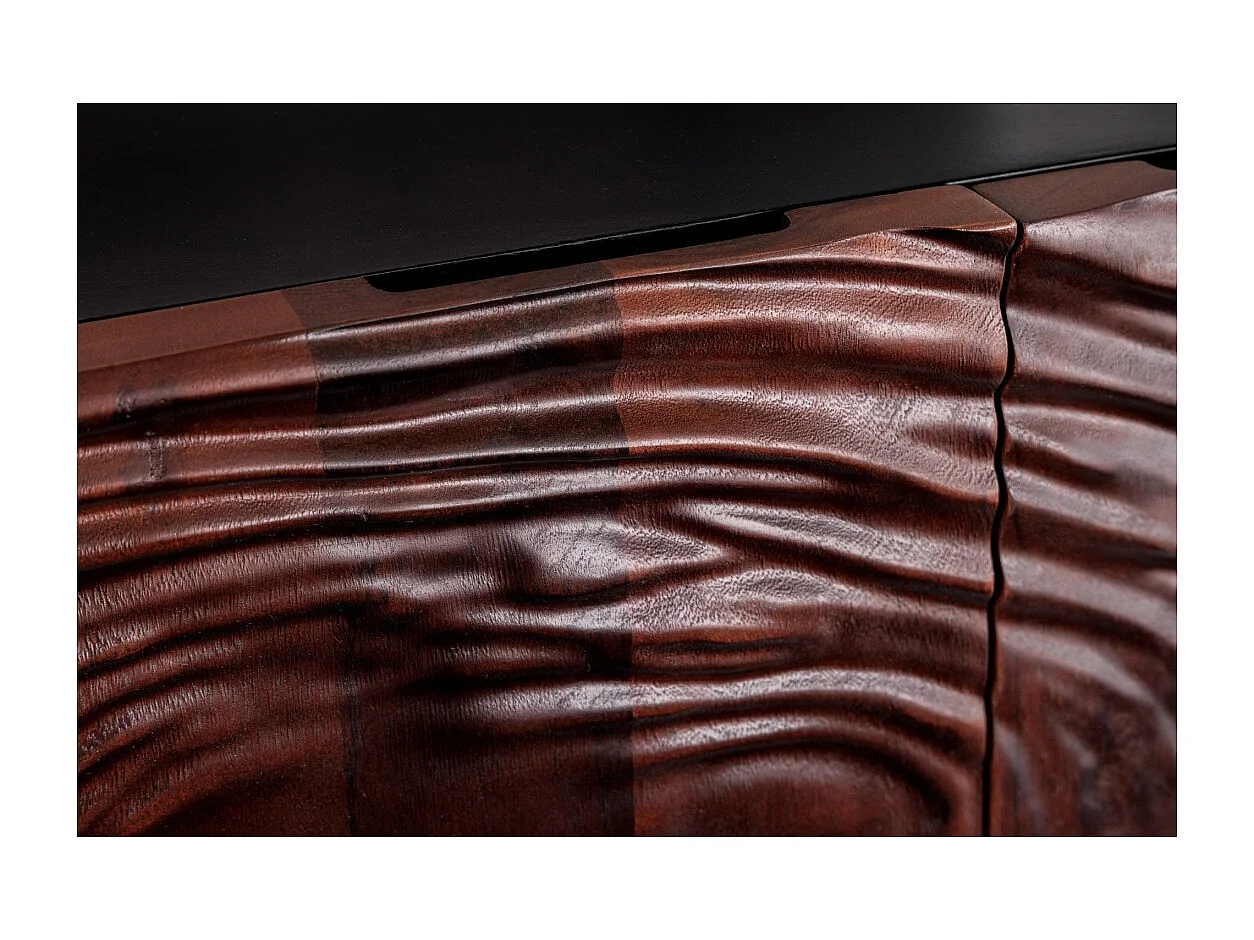 Buffet 175 cm 4 portes bois massif acacia noir et noyer foncé – Collection GAÏA