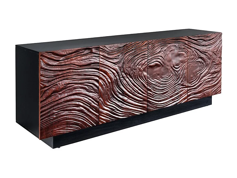 Buffet 175 cm 4 portes bois massif acacia noir et noyer foncé – Collection GAÏA