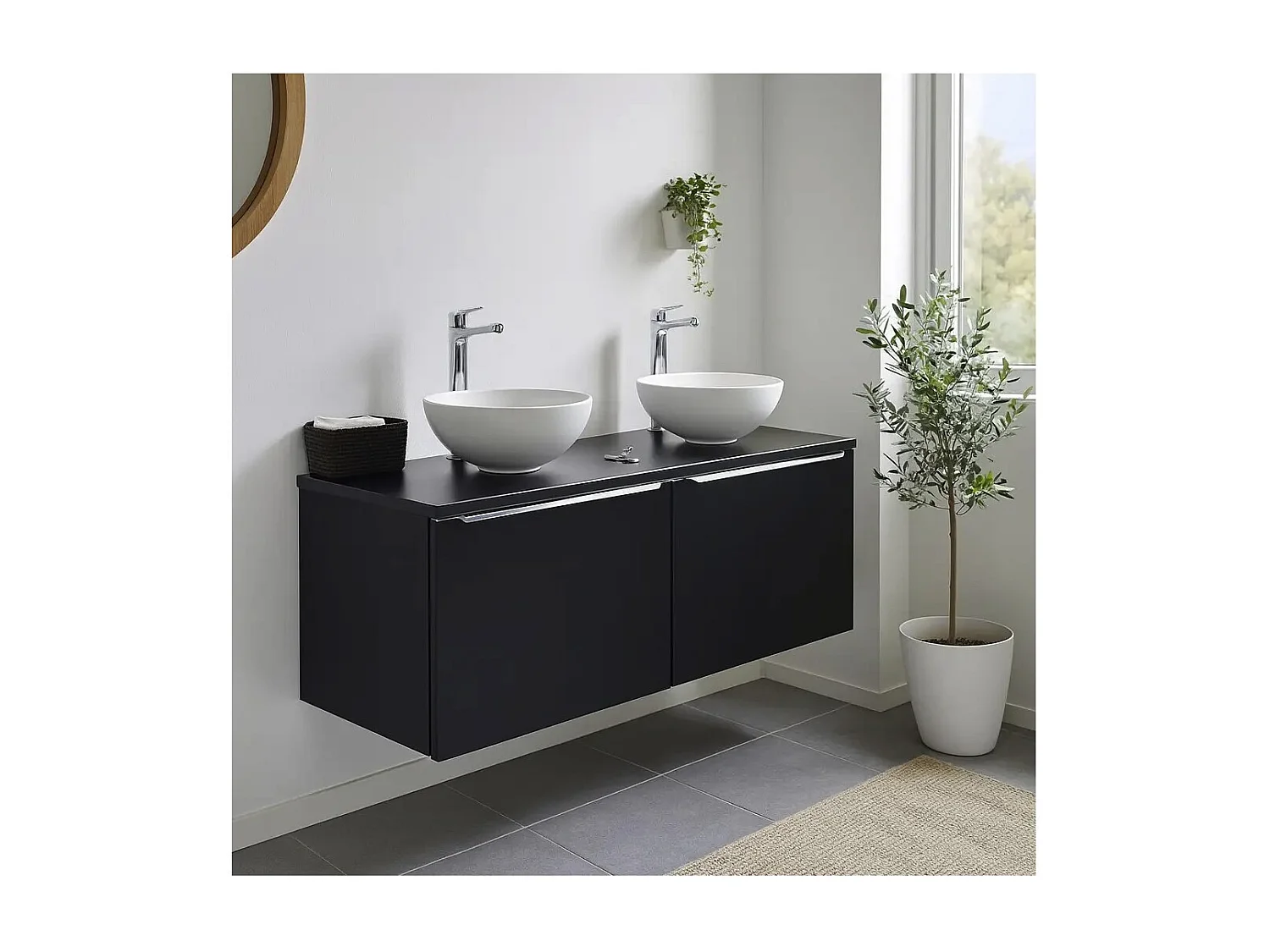 Plan vasque VANTA 120 cm zwart - Blad voor onderbouwmeubel