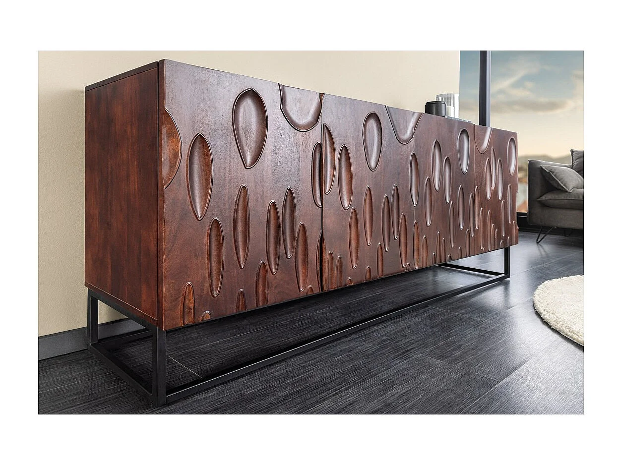 Buffet 175 cm 4 deuren massief hout donker walnoot acacia – Collectie ORIGIN