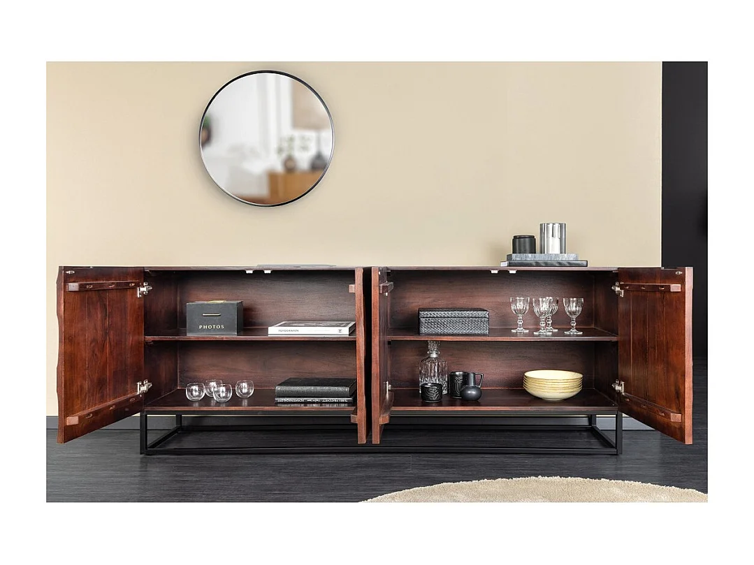 Buffet 175 cm 4 deuren massief hout donker walnoot acacia – Collectie ORIGIN