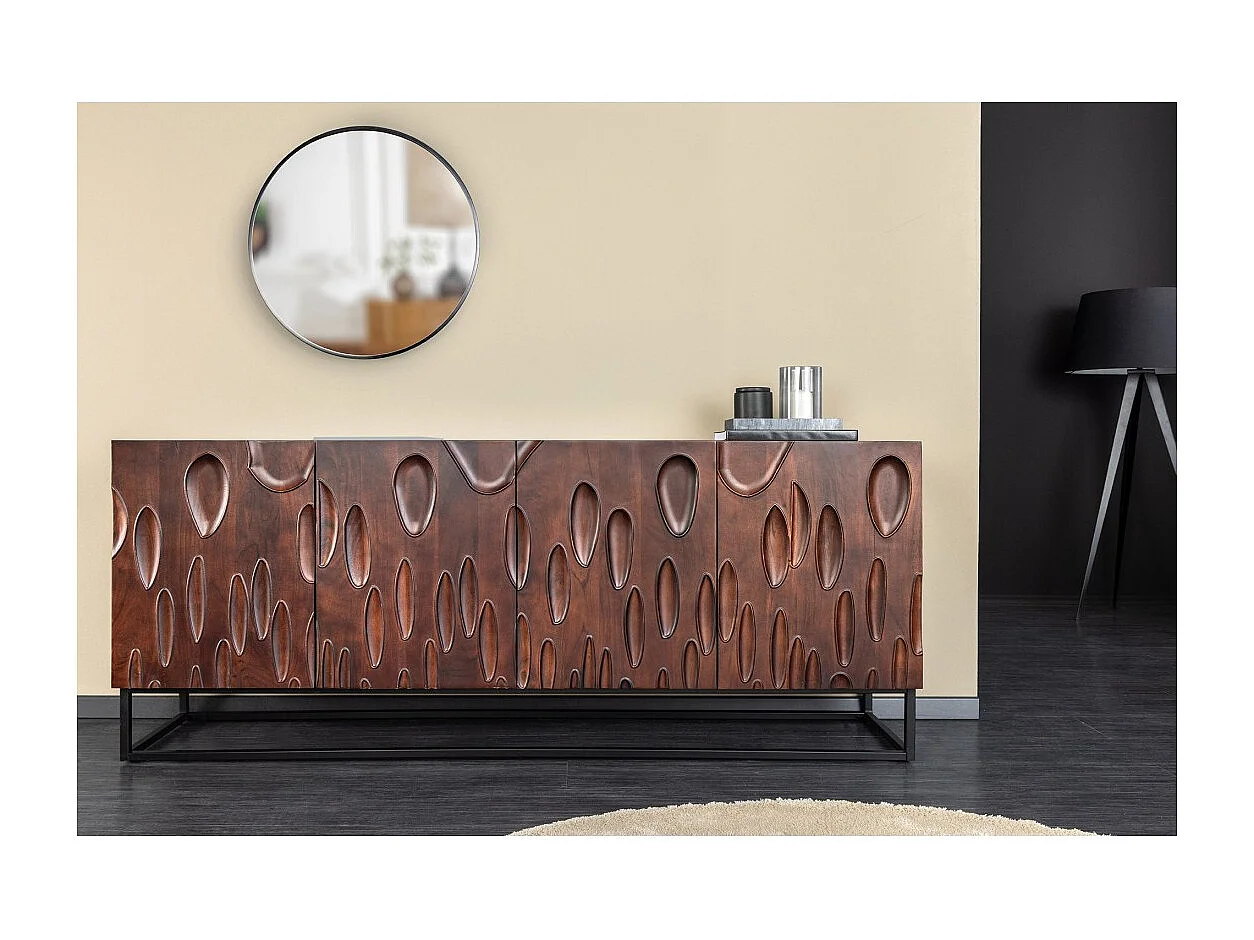 Buffet 175 cm 4 deuren massief hout donker walnoot acacia – Collectie ORIGIN