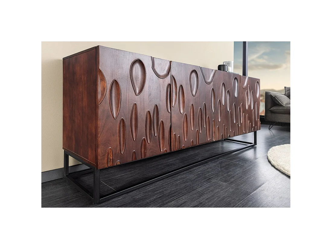 Buffet 175 cm 4 porte legno massiccio di acacia noce scuro – Collezione ORIGIN
