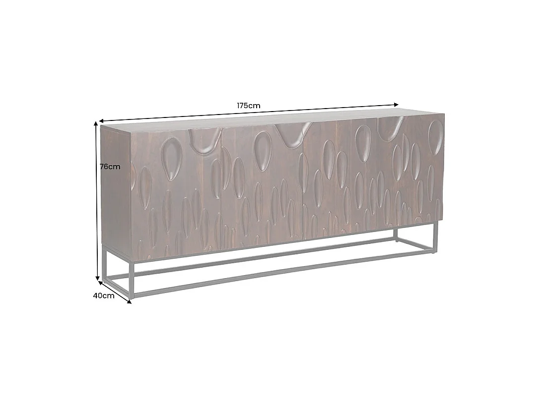 Buffet 175 cm 4 porte legno massiccio di acacia noce scuro – Collezione ORIGIN