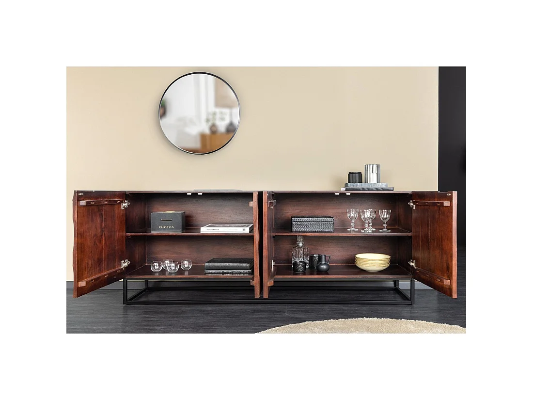Buffet 175 cm 4 porte legno massiccio di acacia noce scuro – Collezione ORIGIN
