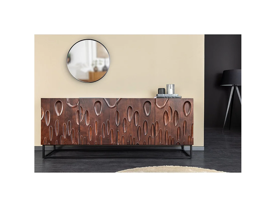 Buffet 175 cm 4 porte legno massiccio di acacia noce scuro – Collezione ORIGIN
