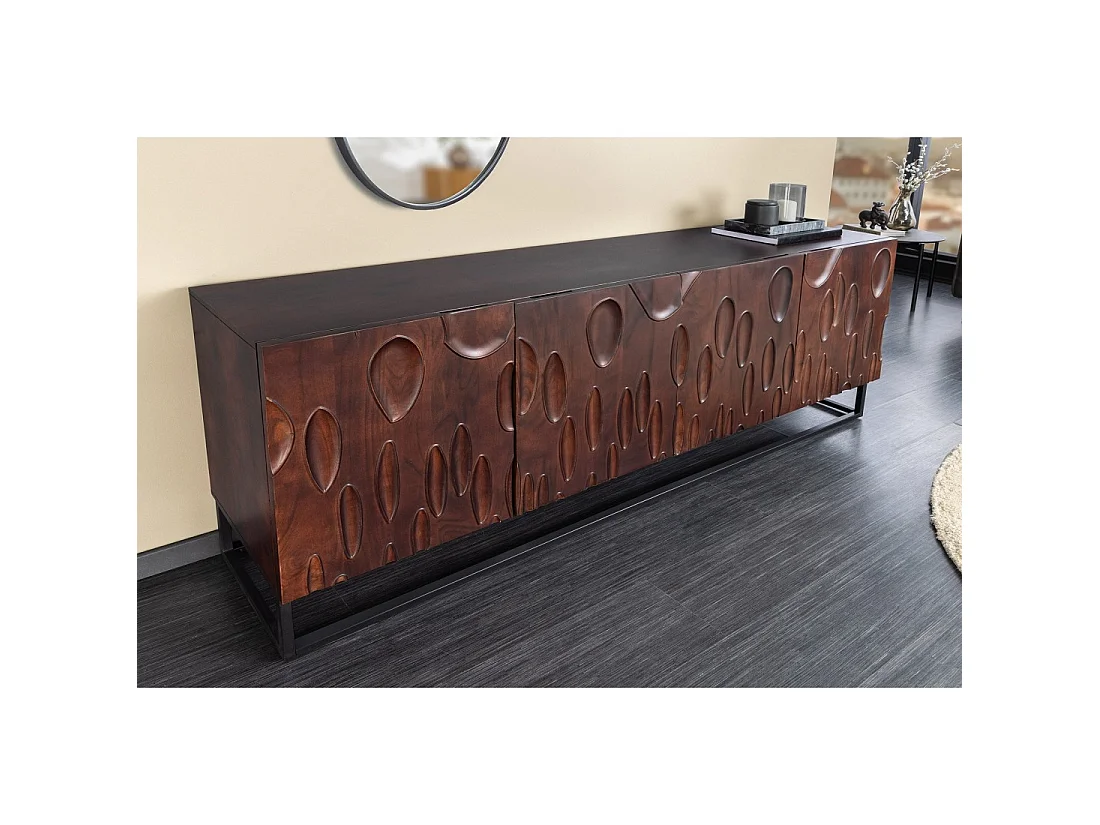 Buffet 175 cm 4 porte legno massiccio di acacia noce scuro – Collezione ORIGIN