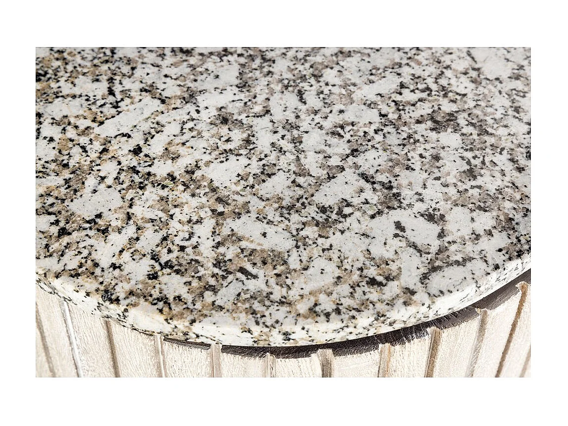 Buffet 170 cm 2 deuren massief hout met ribben, grijs steen en zwart – Collectie NOARA