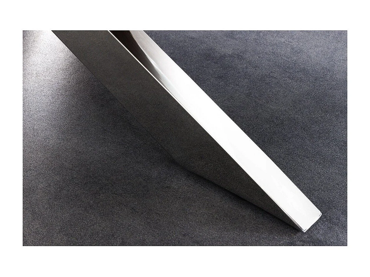 RAFTA 220 cm tafel – Blad van massief teakhout, gehard glas en verchroomd stalen frame