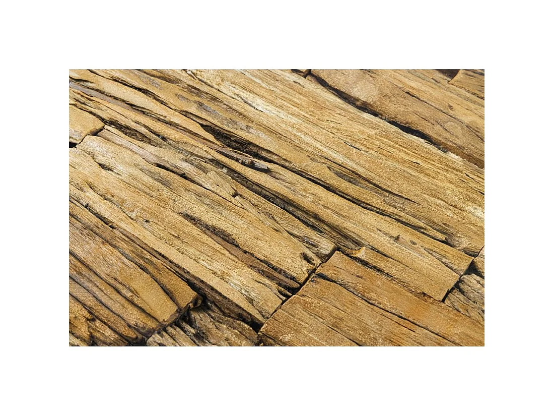 RAFTA 220 cm tafel – Blad van massief teakhout, gehard glas en verchroomd stalen frame