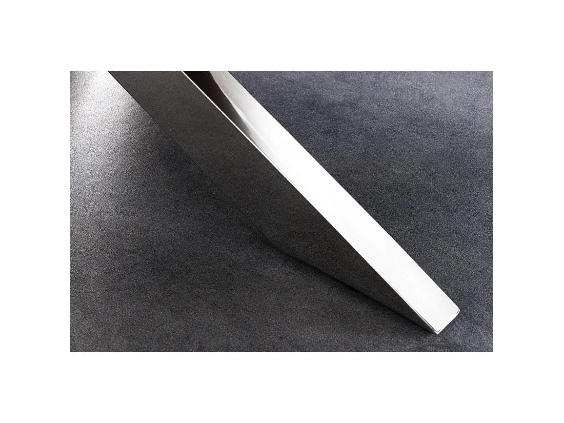 RAFTA 220 cm tafel – Blad van massief teakhout, gehard glas en verchroomd stalen frame