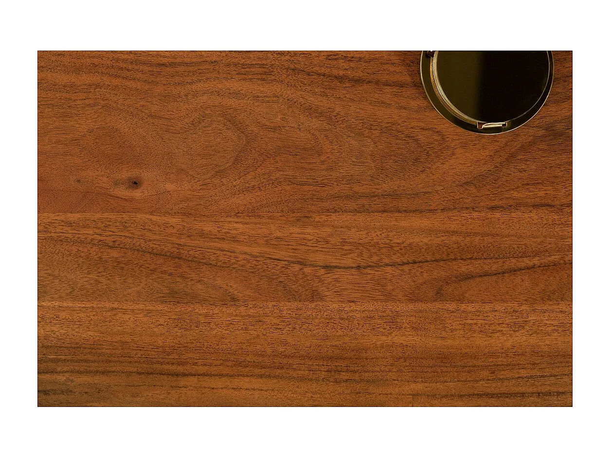 Table de salle à manger ARKAYA 180 cm – Plateau en bois massif d'acacia verni et structure en métal noir – Style industriel et n