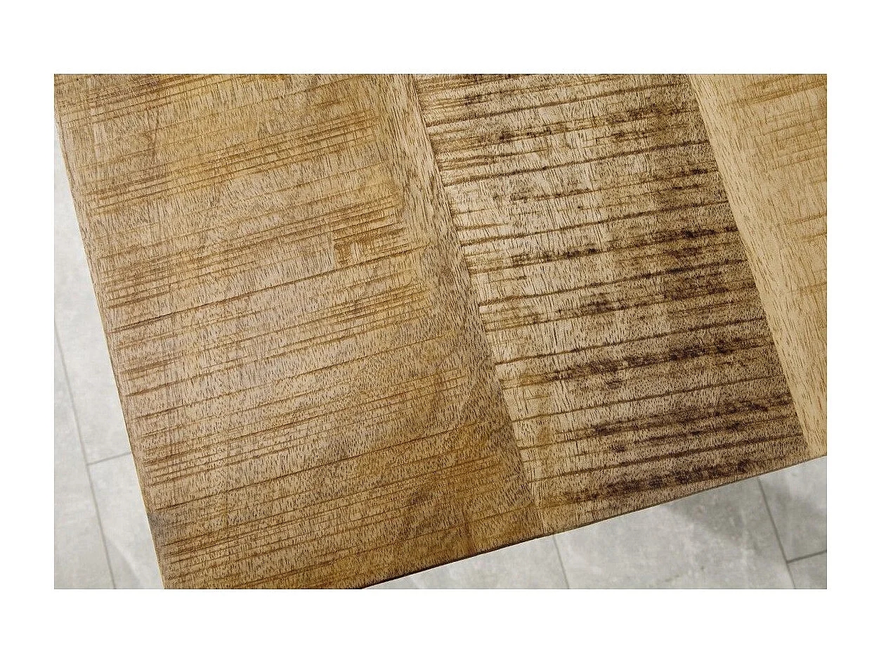 Table de salle à manger LODEN 200 cm – Plateau en bois massif de manguier et pieds en métal noir