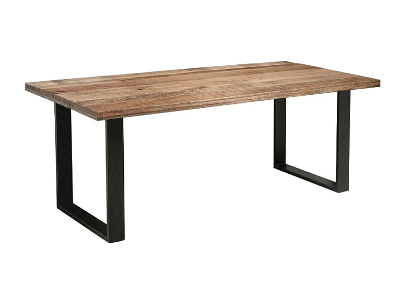 Table de salle à manger LODEN 200 cm – Plateau en bois massif de manguier et pieds en métal noir