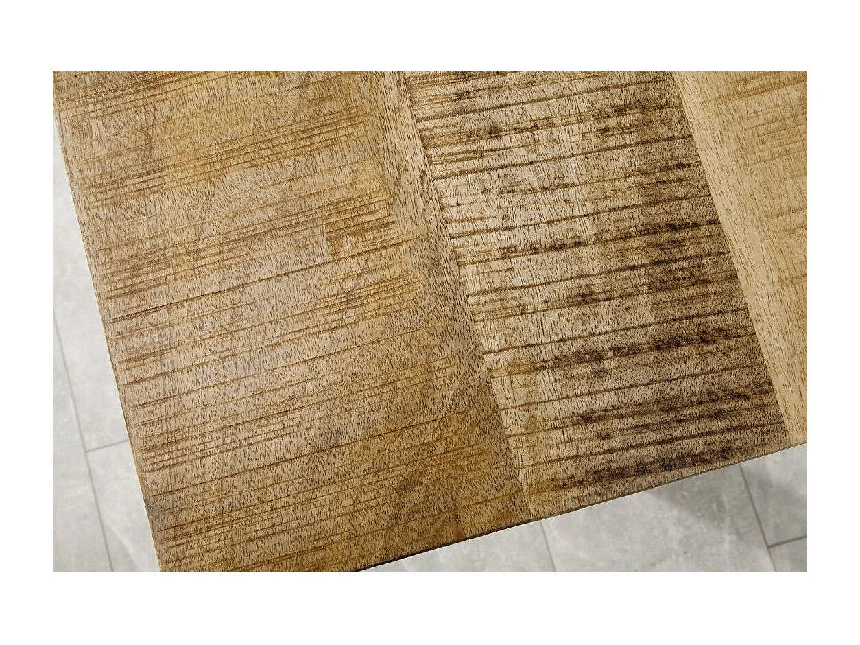 Table de salle à manger LODEN 160 cm – Plateau en bois massif de manguier et pieds en métal noir