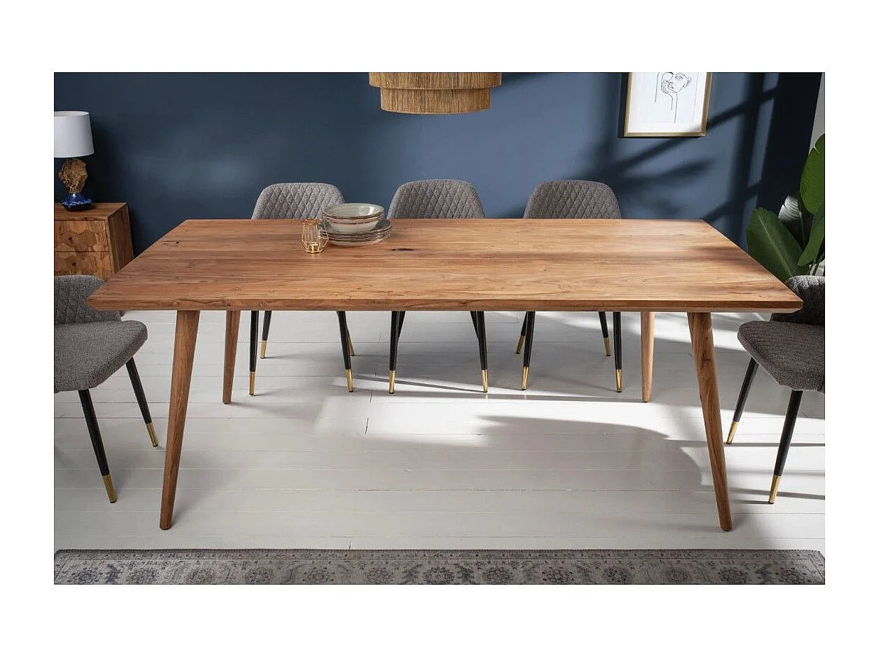 Table de salle à manger SCANI 160 cm – Plateau en bois massif d'acacia verni et structure assortie
