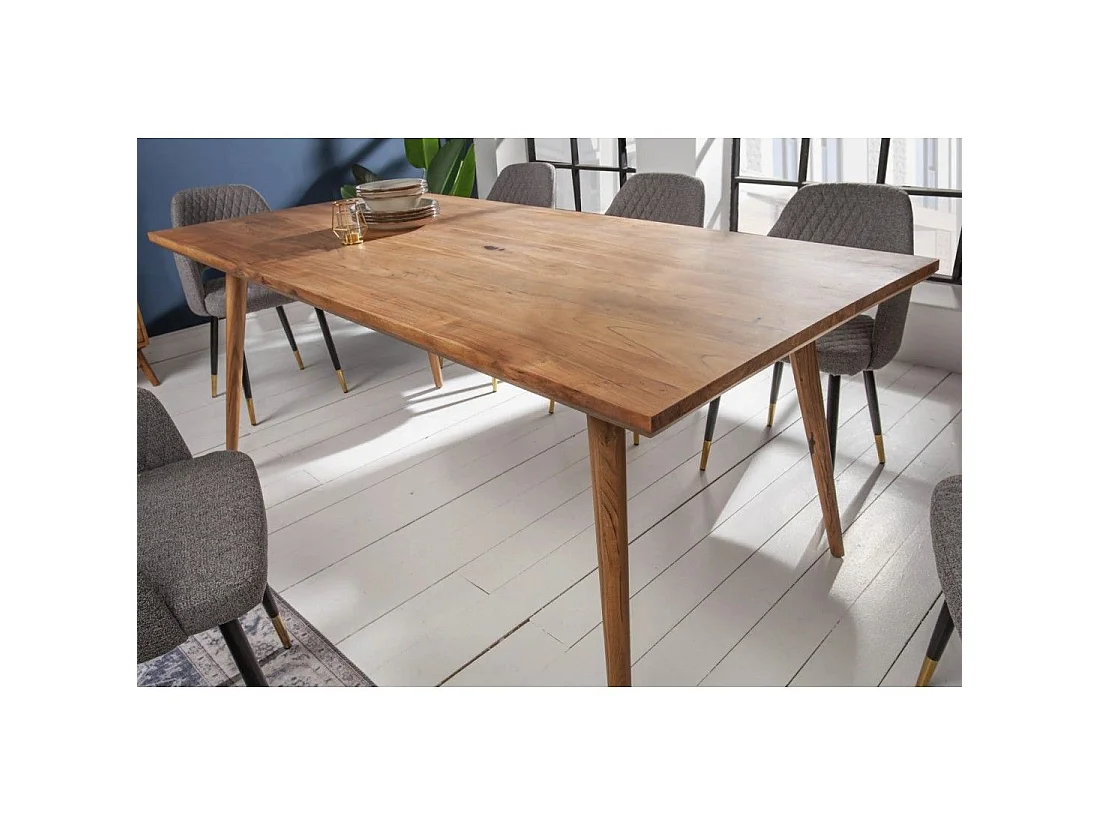 Eettafel SCANI 160 cm - Blad van gelakt massief acaciahout en bijpassende structuur