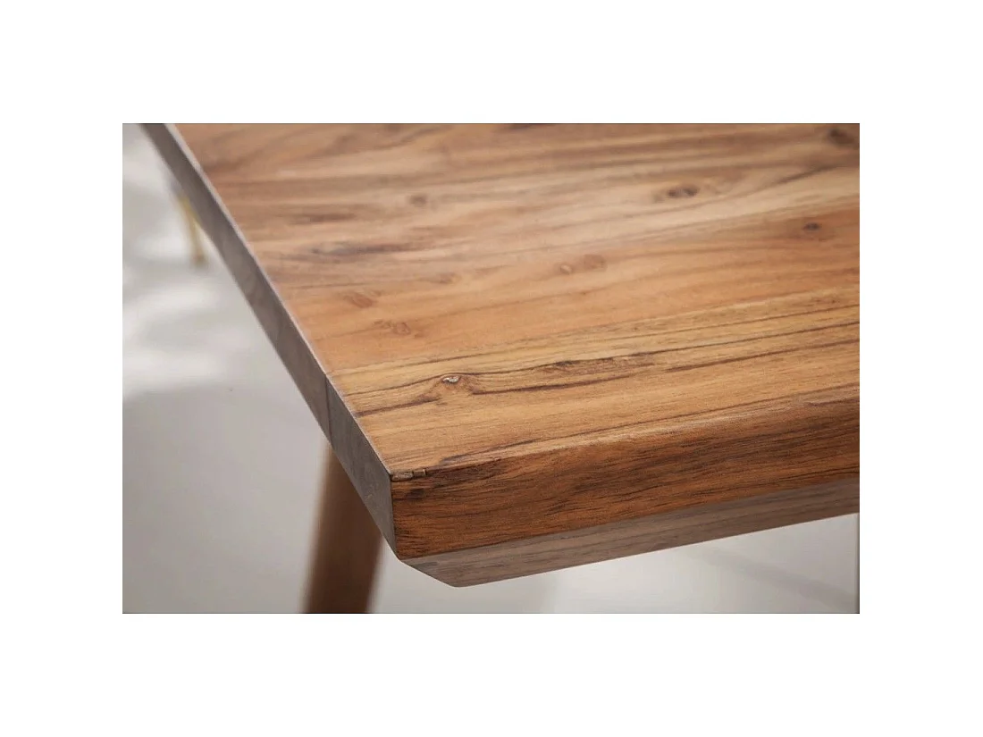 Eettafel SCANI 160 cm - Blad van gelakt massief acaciahout en bijpassende structuur