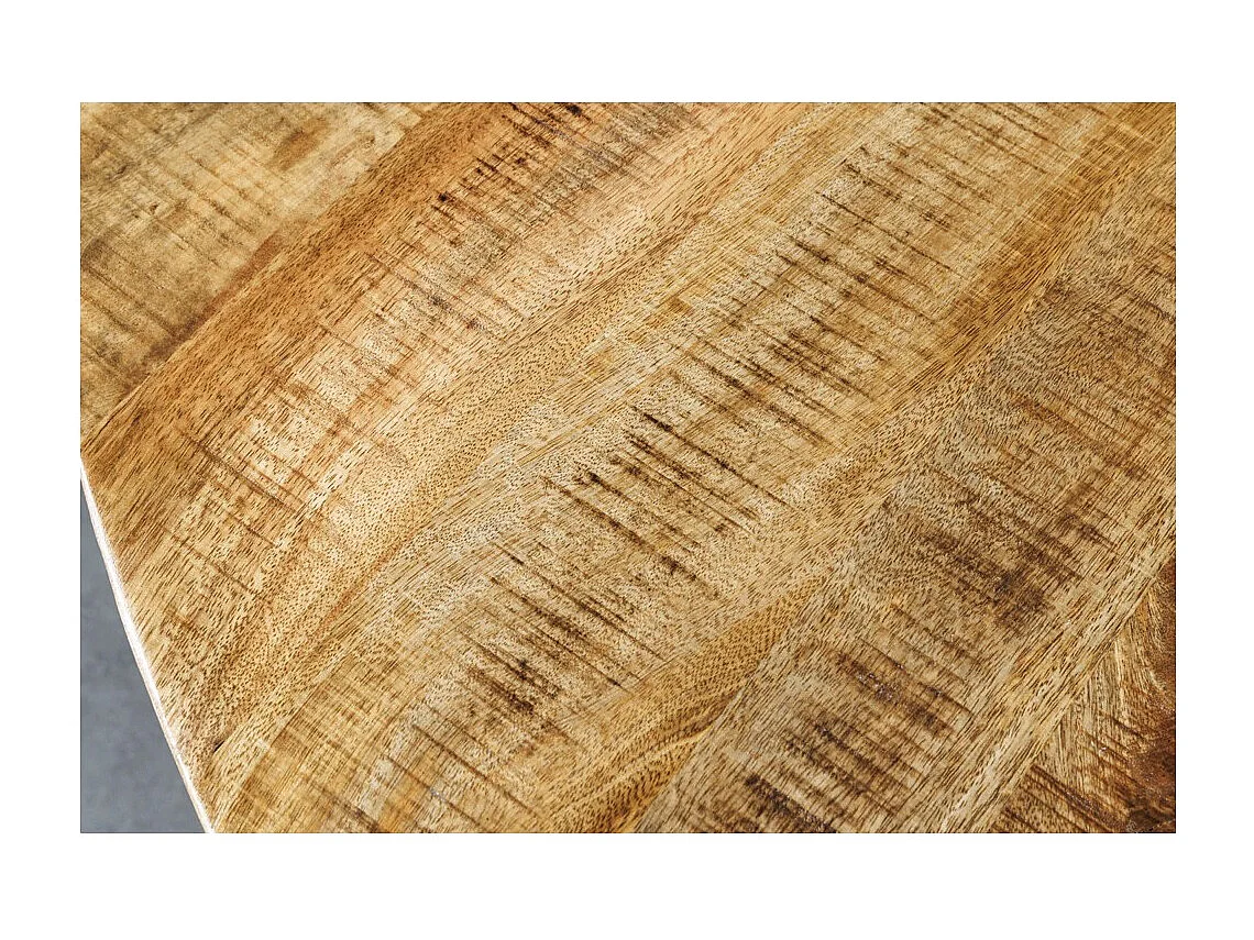 Table de salle à manger LODEN – Bois massif et métal – 140 cm – Ronde – Style industriel