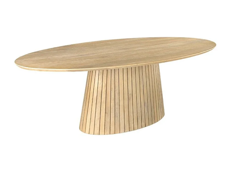 Eettafel ORINO 220 cm - Ovaal blad van massief mangohout en structuur van mango en acacia