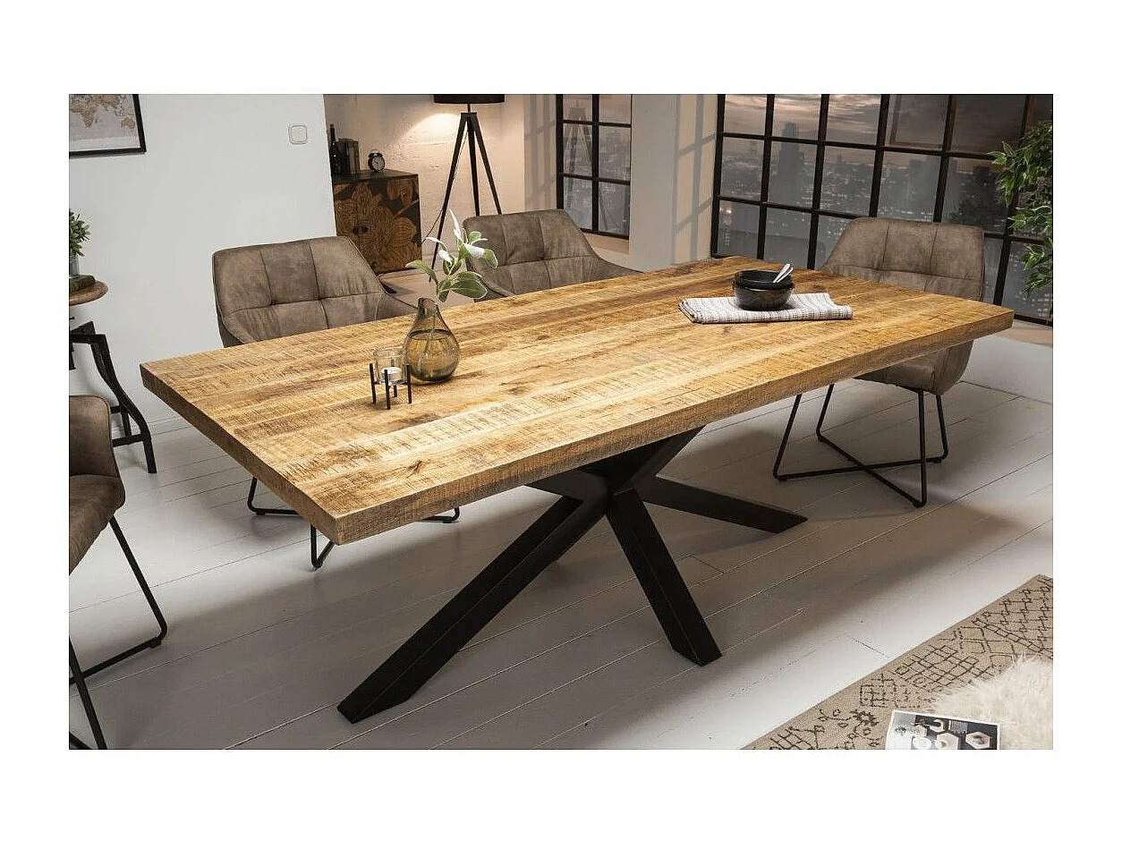 Table de salle à manger SOLARA 200 cm – Plateau en bois massif et métal noir