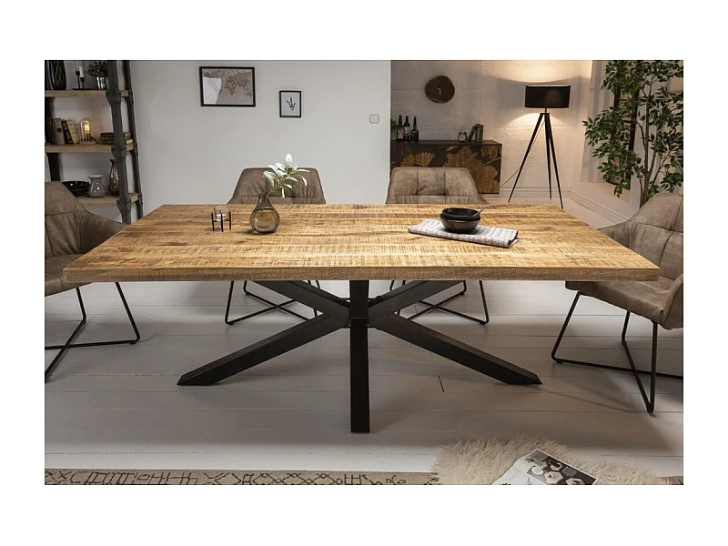 Table de salle à manger SOLARA 200 cm – Plateau en bois massif et métal noir