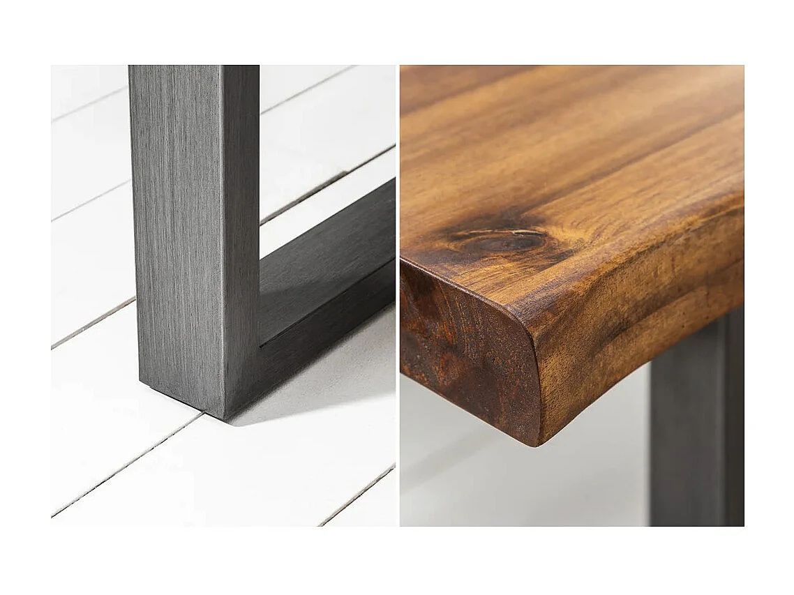 Table de salle à manger 180cm NALKO – Bois massif d'acacia huilé et métal – Style industriel