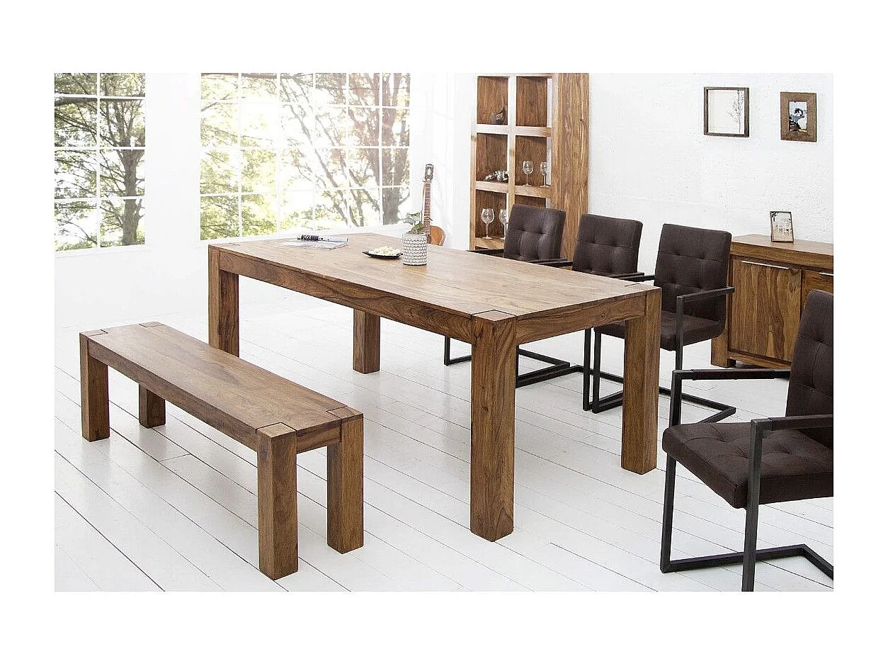 Table de salle à manger ORBO 160 cm – Table en bois massif de Sheesham verni