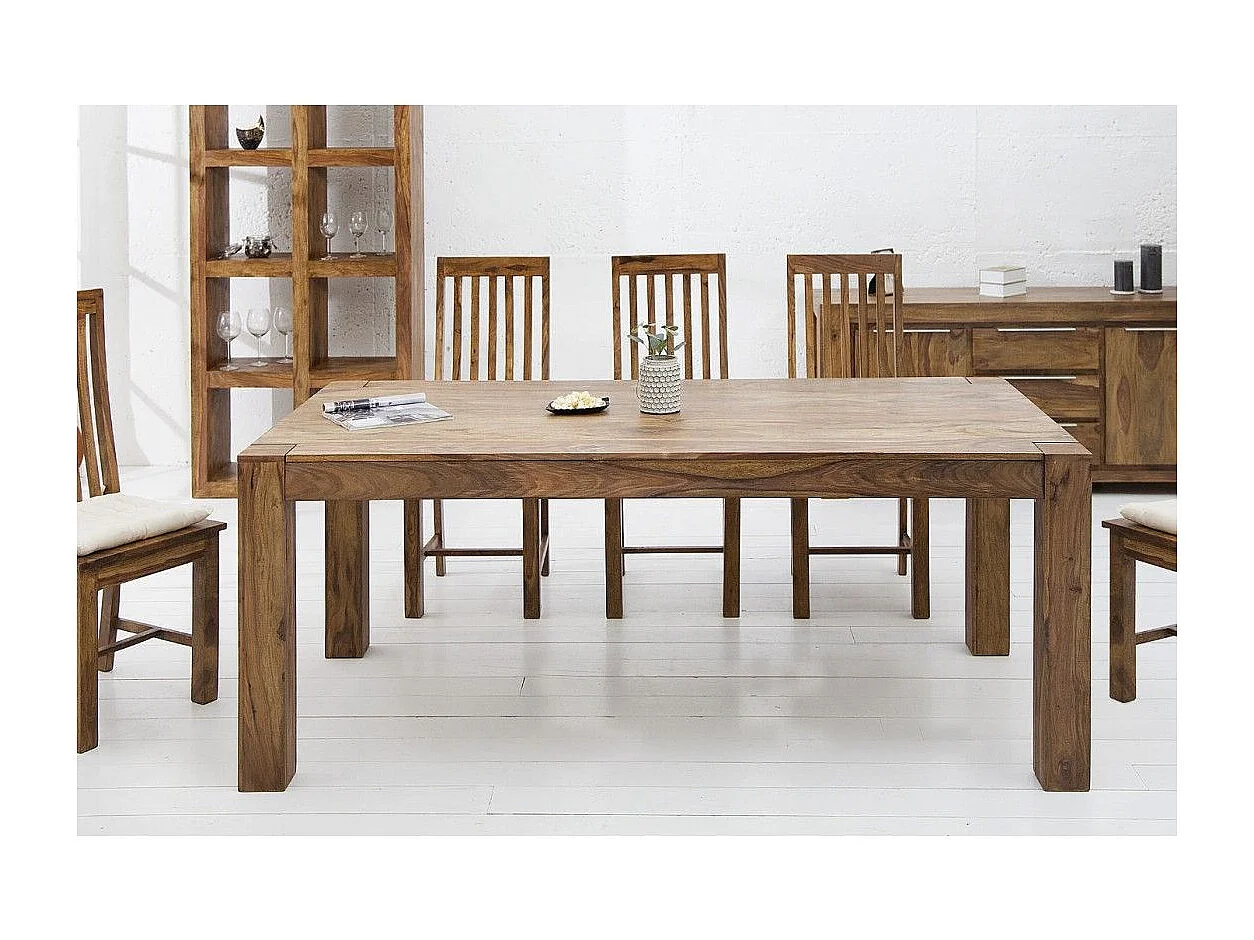 Table de salle à manger ORBO 160 cm – Table en bois massif de Sheesham verni